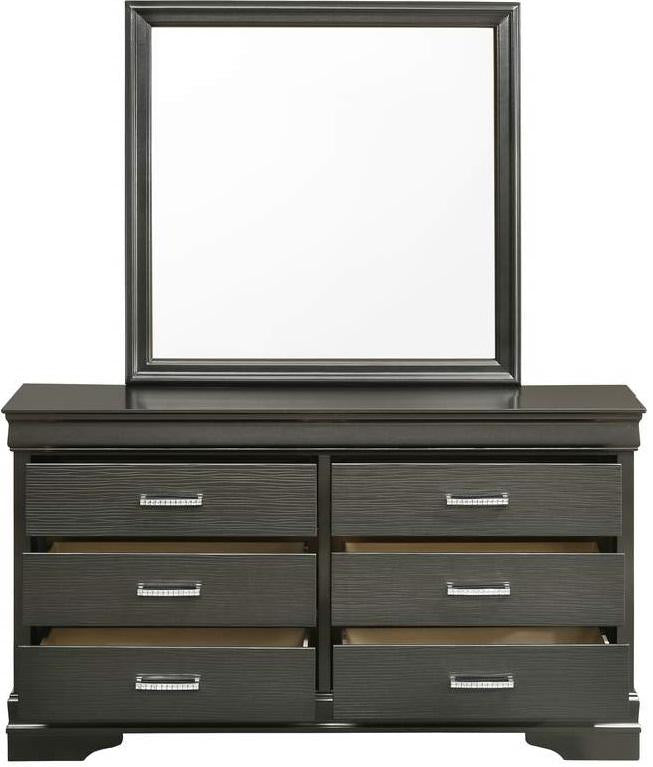 Galaxy Home Brooklyn 6 Drawer Dresser in Metallic Grey GHF-733569231058