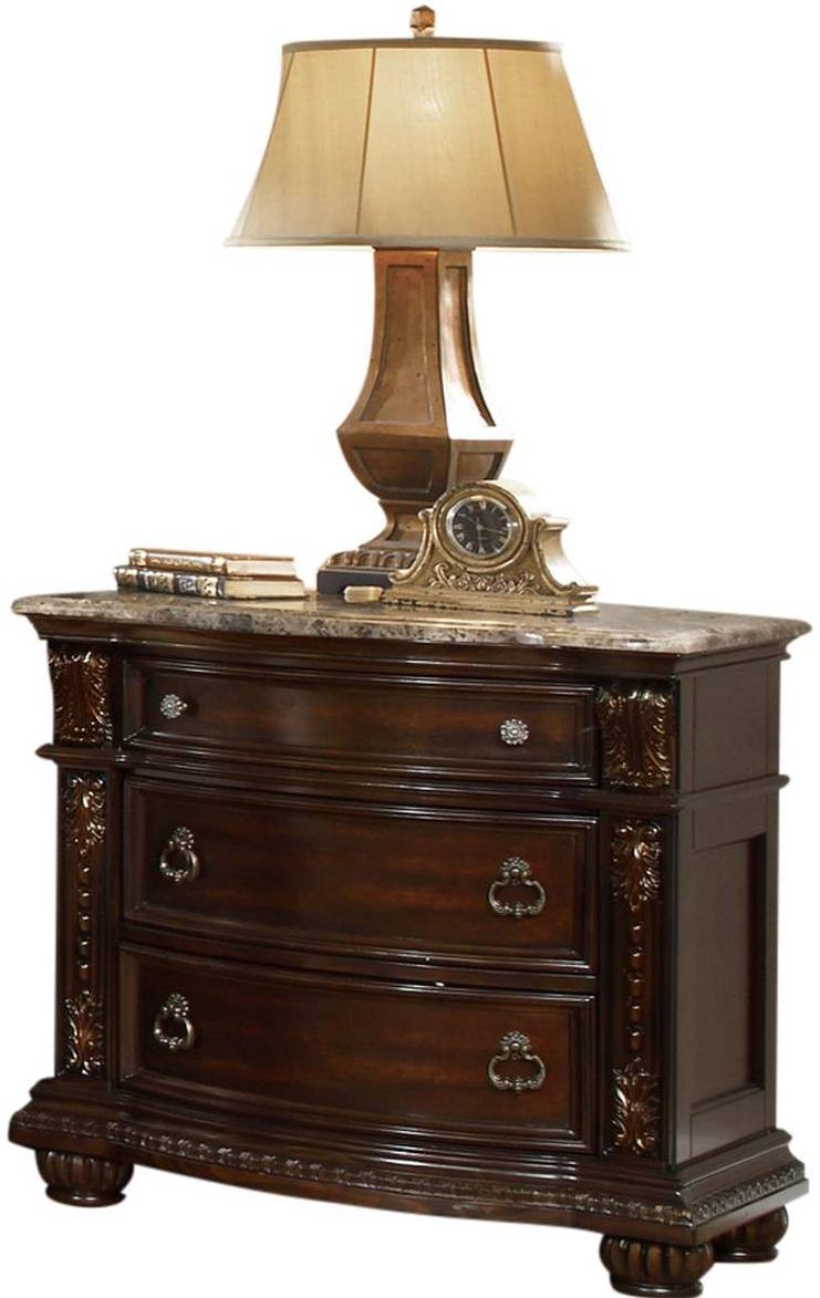 Galaxy Home Roma 3 Drawer Nightstand in Dark Walnut GHF-808857868329 image