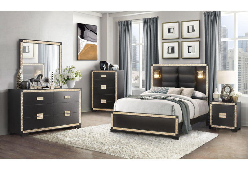 black and gold dresser with mirror BLAKE BLACK/GOLD FULL BED LAMPS, DRESSER, MIRROR, NIGHTSTAND 6 drawer dresser Size:4 - 5Y Dress Dec-Drop-2 Serelle Black Maxi Dress Both top drawers are