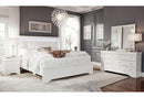 POMPEI METALLIC WHITE KING BED GROUP WITH LED