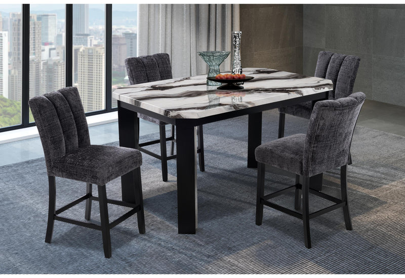 D06 BAR TABLE AND 4 D06 DARK GREY BAR STOOLS image