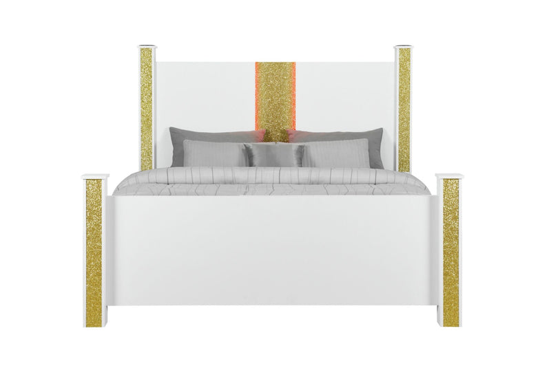 Logan White-Gold Bed