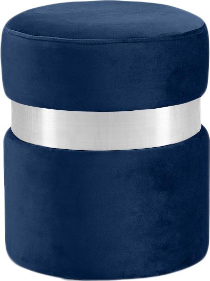 Hailey Navy Velvet Ottoman/Stool