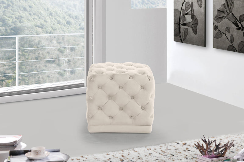 Stella Cream Velvet Ottoman/Stool