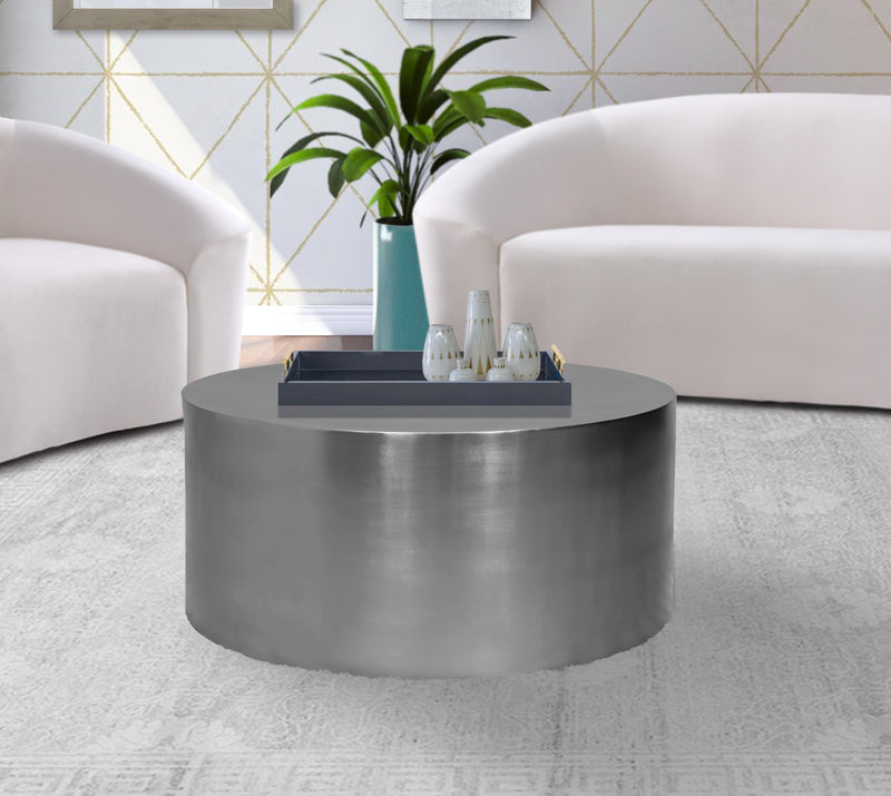 Cylinder Brushed Chrome Coffee Table