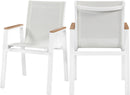 Nizuc White Mesh Waterproof Fabric Outdoor Patio Aluminum Mesh Dining Arm Chair