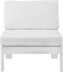 Nizuc White Waterproof Fabric Outdoor Patio Aluminum Armless Chair