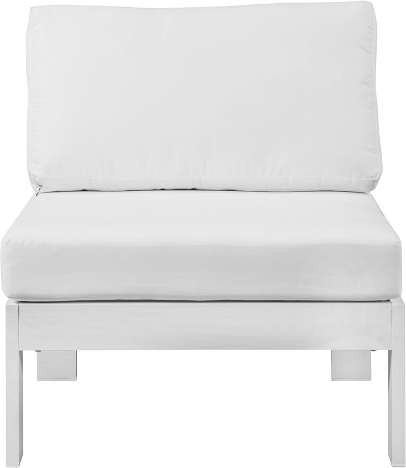 Nizuc White Waterproof Fabric Outdoor Patio Aluminum Armless Chair