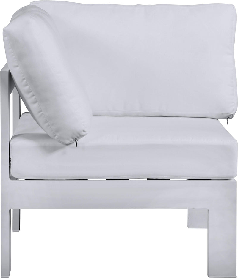 Nizuc White Waterproof Fabric Outdoor Patio Aluminum Corner Chair