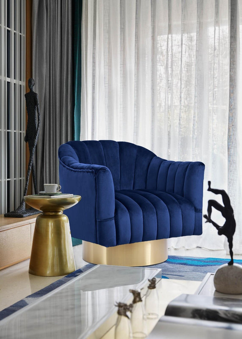 Farrah Navy Velvet Accent Chair