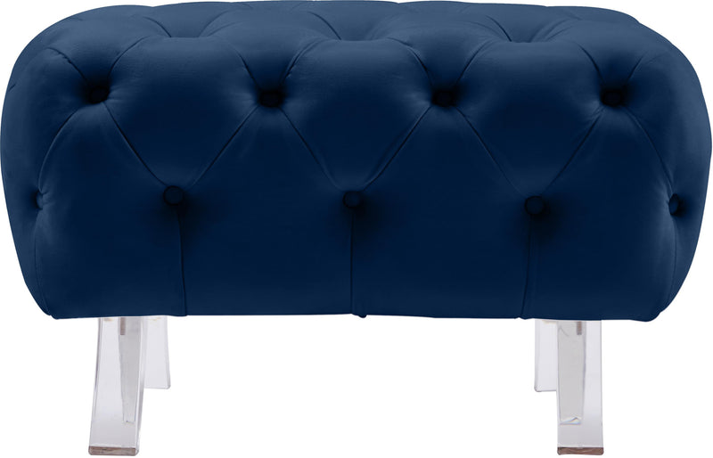 Crescent Navy Velvet Ottoman