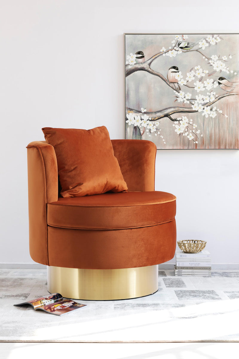 Kendra Cognac Velvet Accent Chair