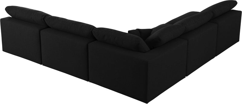 Serene Black Linen Fabric Deluxe Cloud Modular Sectional