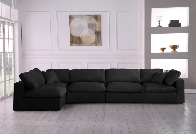 Serene Black Linen Fabric Deluxe Cloud Modular Sectional