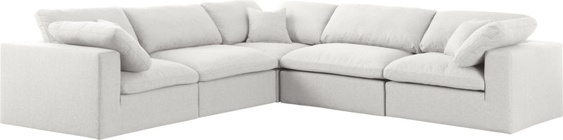 Serene Cream Linen Fabric Deluxe Cloud Modular Sectional