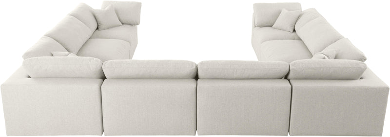 Serene Cream Linen Fabric Deluxe Cloud Modular Sectional