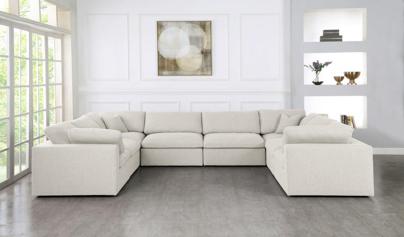 Serene Cream Linen Fabric Deluxe Cloud Modular Sectional