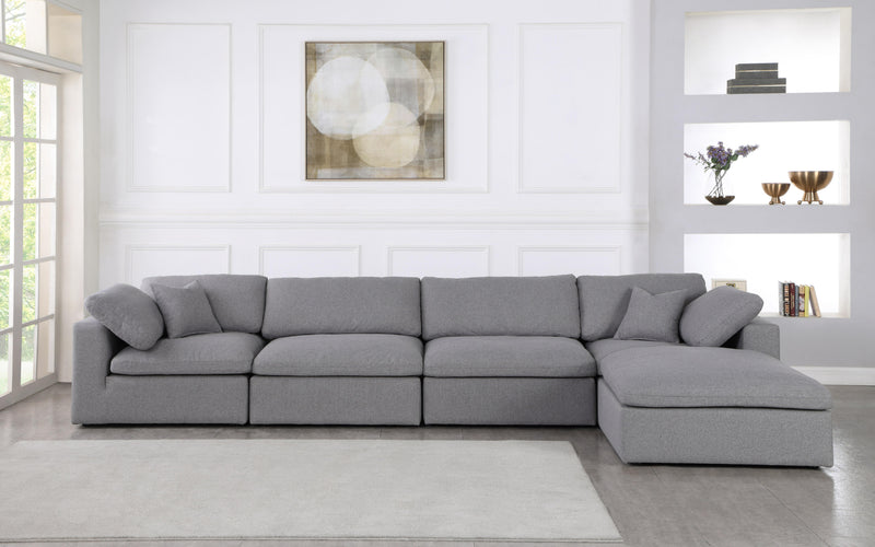 Serene Grey Linen Fabric Deluxe Cloud Modular Sectional