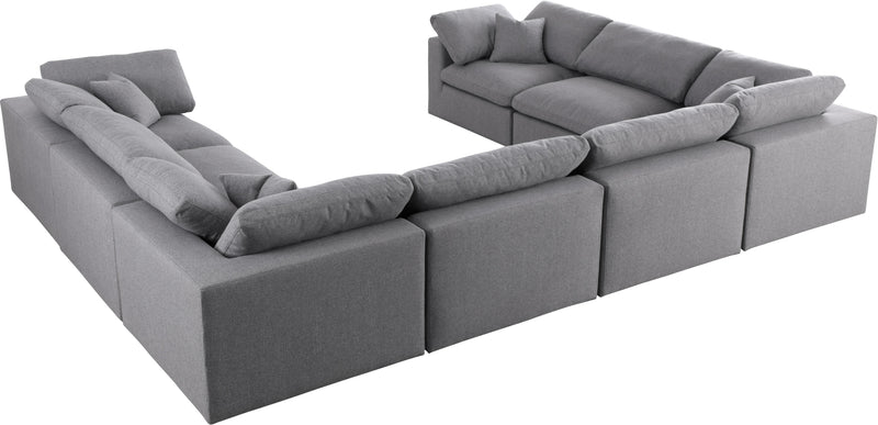 Serene Grey Linen Fabric Deluxe Cloud Modular Sectional