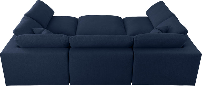 Serene Navy Linen Fabric Deluxe Cloud Modular Sectional