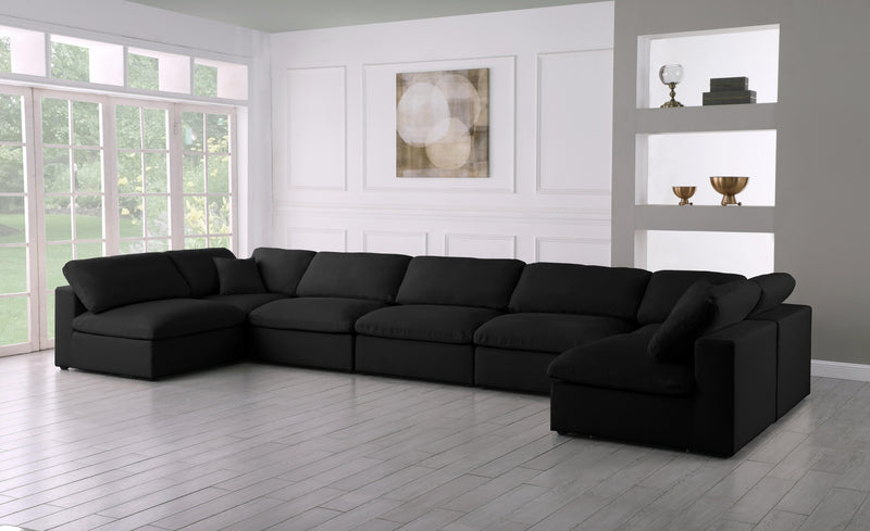 Plush Black Velvet Standard Cloud Modular Sectional