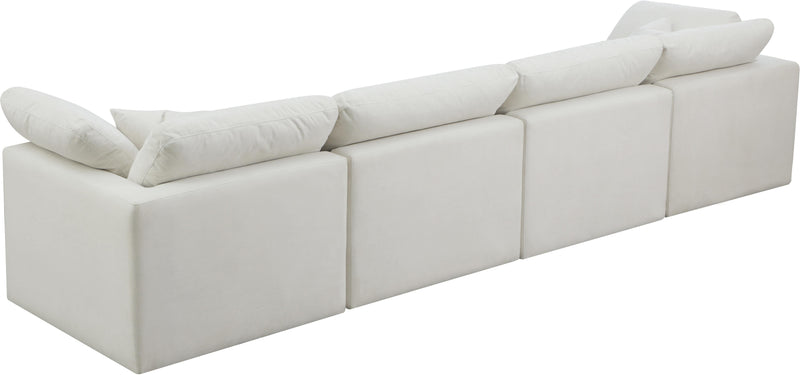 Plush Cream Velvet Standard Cloud Modular Sofa