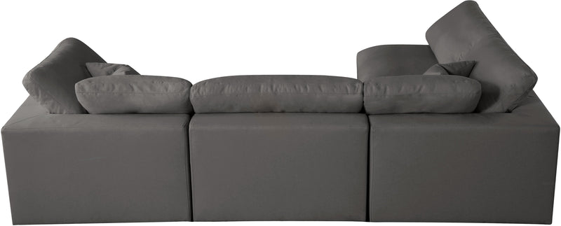 Plush Grey Velvet Standard Cloud Modular Sectional