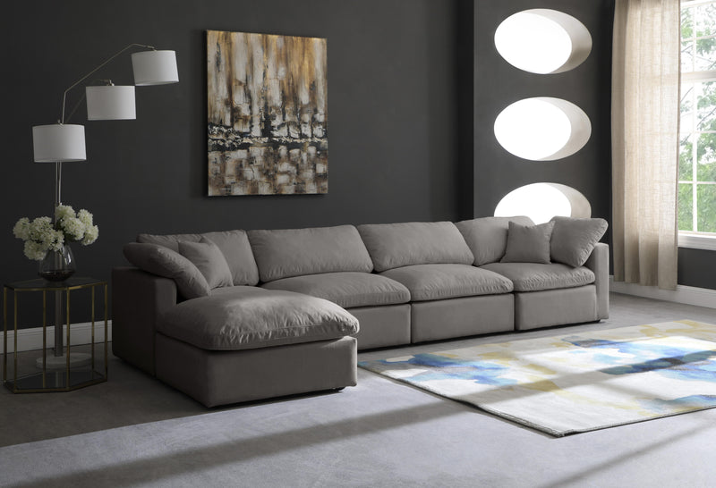 Plush Grey Velvet Standard Cloud Modular Sectional