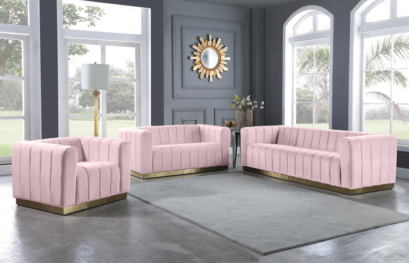 Marlon Pink Velvet Loveseat