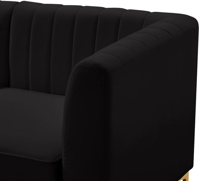 Alina Black Velvet Modular Sectional