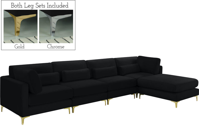 Julia Black Velvet Modular Sectional (5 Boxes) image