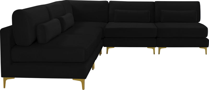 Julia Black Velvet Modular Sectional (5 Boxes)