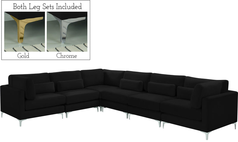 Julia Black Velvet Modular Sectional (6 Boxes)