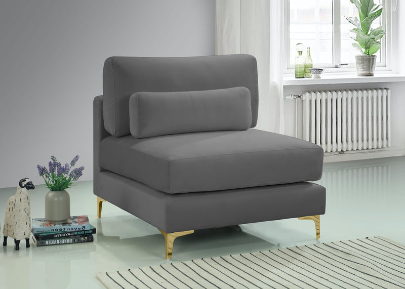 Julia Grey Velvet Modular Armless Chair