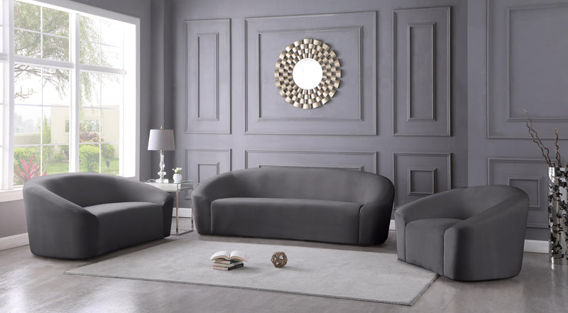 Riley Grey Velvet Loveseat