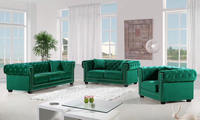 Bowery Green Velvet Loveseat