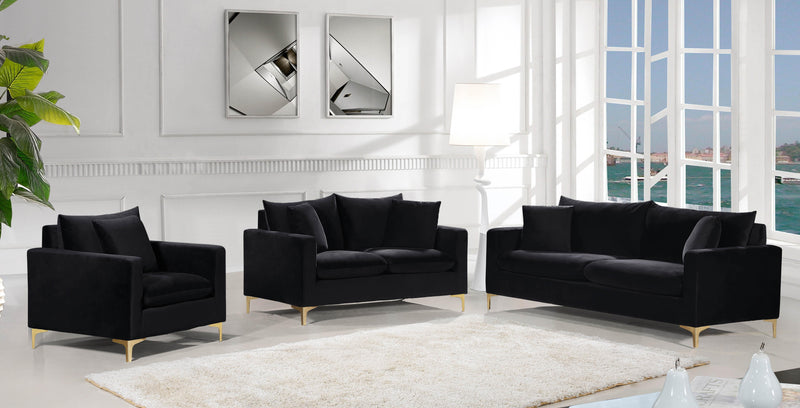 Naomi Black Velvet Sofa