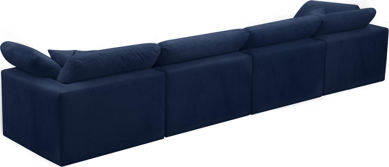 Cozy Navy Velvet Cloud Modular Sofa