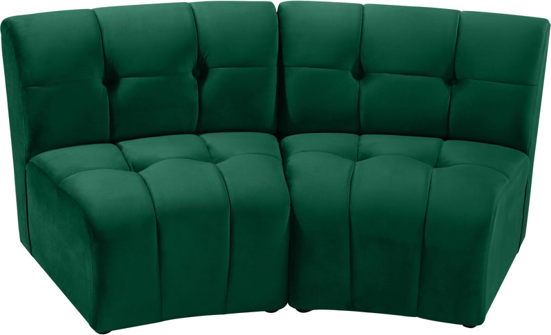 Limitless Green Velvet 2pc. Modular Sectional