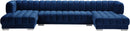 Gwen Navy Velvet 3pc. Sectional (3 Boxes)