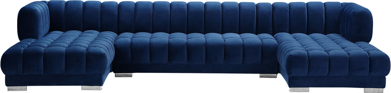 Gwen Navy Velvet 3pc. Sectional (3 Boxes)