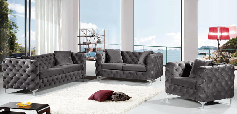 Scarlett Grey Velvet Loveseat