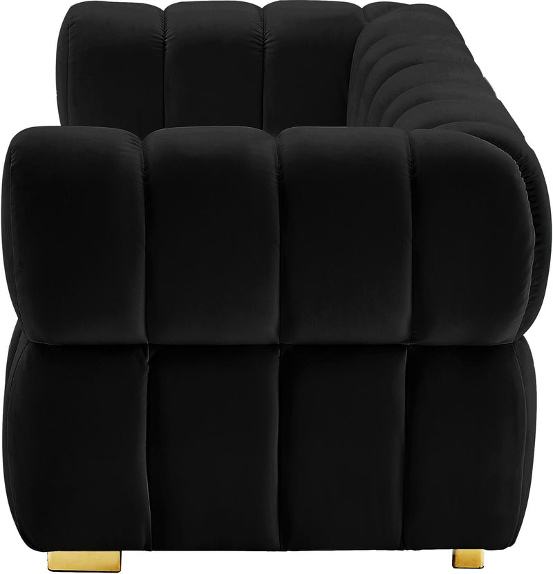 Gwen Black Velvet Loveseat