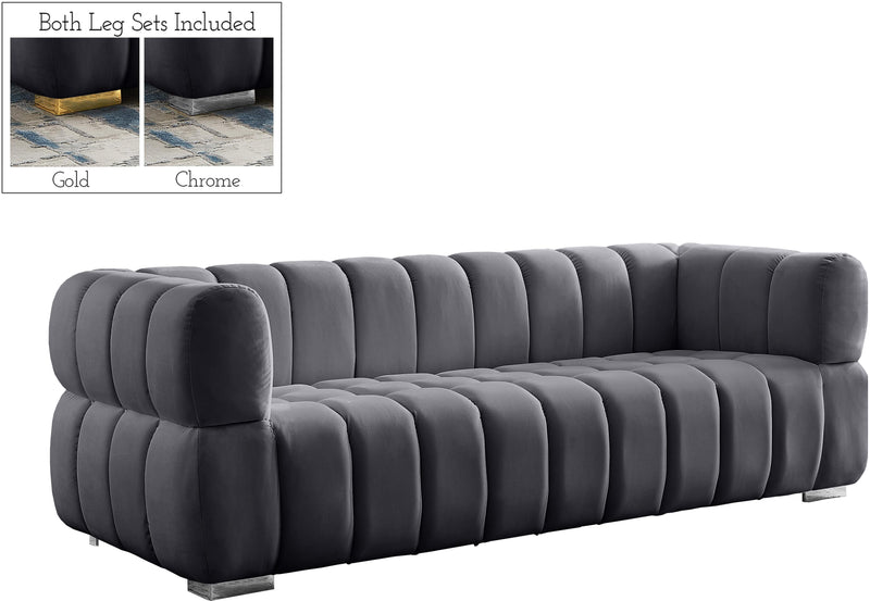 Gwen Grey Velvet Sofa