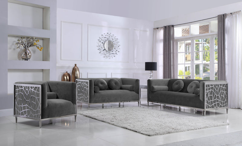 Opal Grey Velvet Loveseat