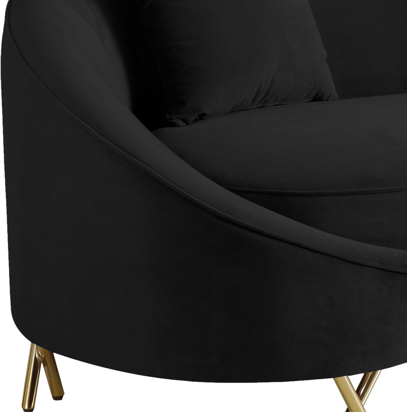 Serpentine Black Velvet Sofa