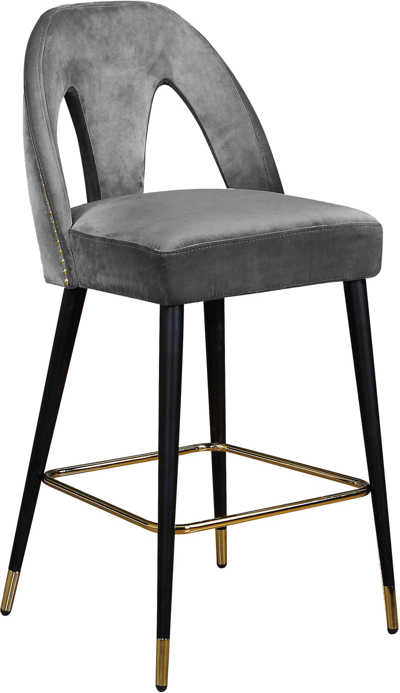 Akoya Grey Velvet Stool