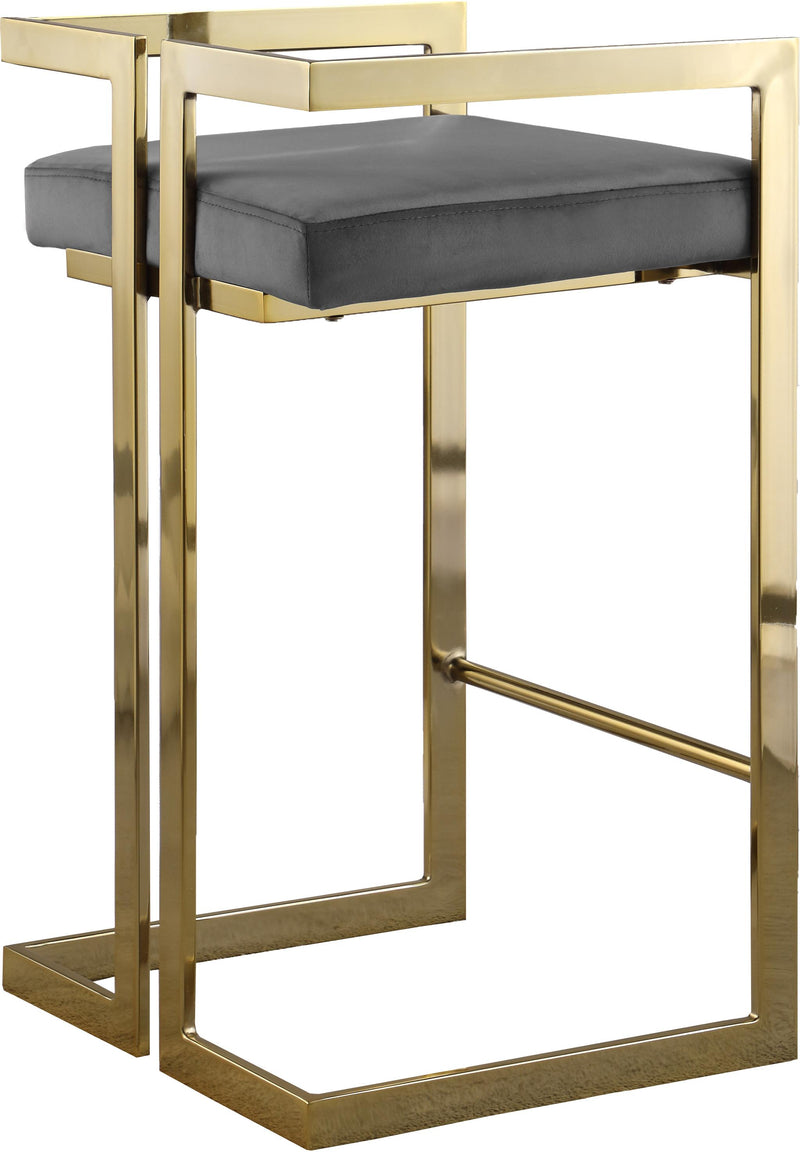 Ezra Grey Velvet Stool