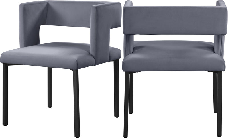 Caleb Grey Velvet Dining Chair