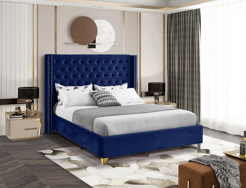 Barolo Navy Velvet Full Bed